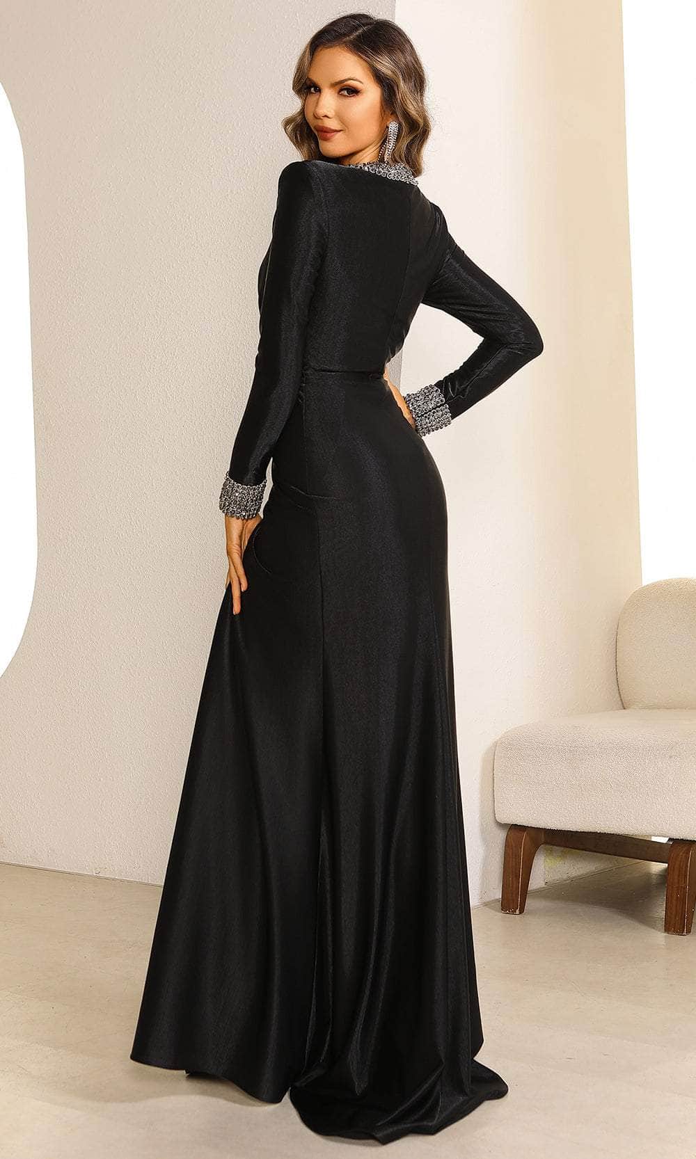 Terani 251M4433 - Long Sleeve Wrap Gown - designer mother of the bride dress at Silhouette Dresses