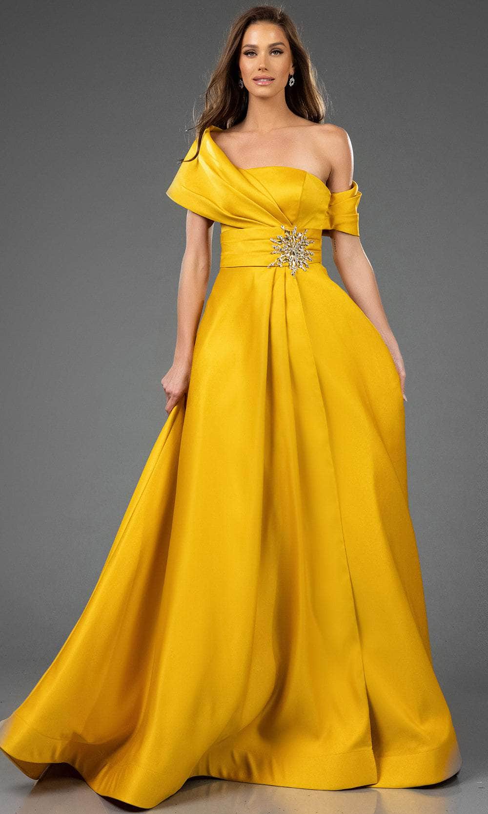 Terani Couture 251M4441 - One Sholder Pleated Waistband Evening Gown - view 6