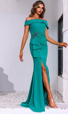 Terani Couture 251M4444 - Fold-Over Straight Neckline Evening Gown
