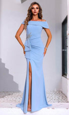 Terani Couture 251M4444 - Fold-Over Straight Neckline Evening Gown