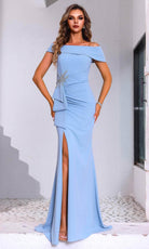 Terani Couture 251M4444 - Fold-Over Straight Neckline Evening Gown - view 4