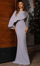 Terani Couture 251M4446 - Capelet Illusion Long Sleeve Evening Gown - designer mother of the bride dress at Silhouette Dresse