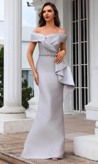 Terani Couture 251M4452 - Peplum Waist Short Sleeve Evening Gown