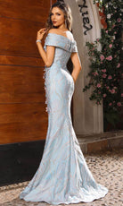 Terani Couture 251M4454 - Fold-Over Off Shoulder Jacquard Evening Gown