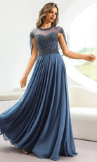 Terani Couture 251M4563 - Illusion Neckline Cape Sleeve Evening Dress