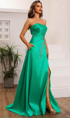 Terani Couture 251P4061 - Straight Neck Beaded Applique Prom Gown