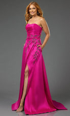 Terani Couture 251P4061 - Straight Neck Beaded Applique Prom Gown