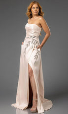 Terani Couture 251P4061 - Straight Neck Beaded Applique Prom Gown - detail view