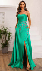 Terani Couture 251P4061 - Straight Neck Beaded Applique Prom Gown - designer prom dress at Silhouette Dresses