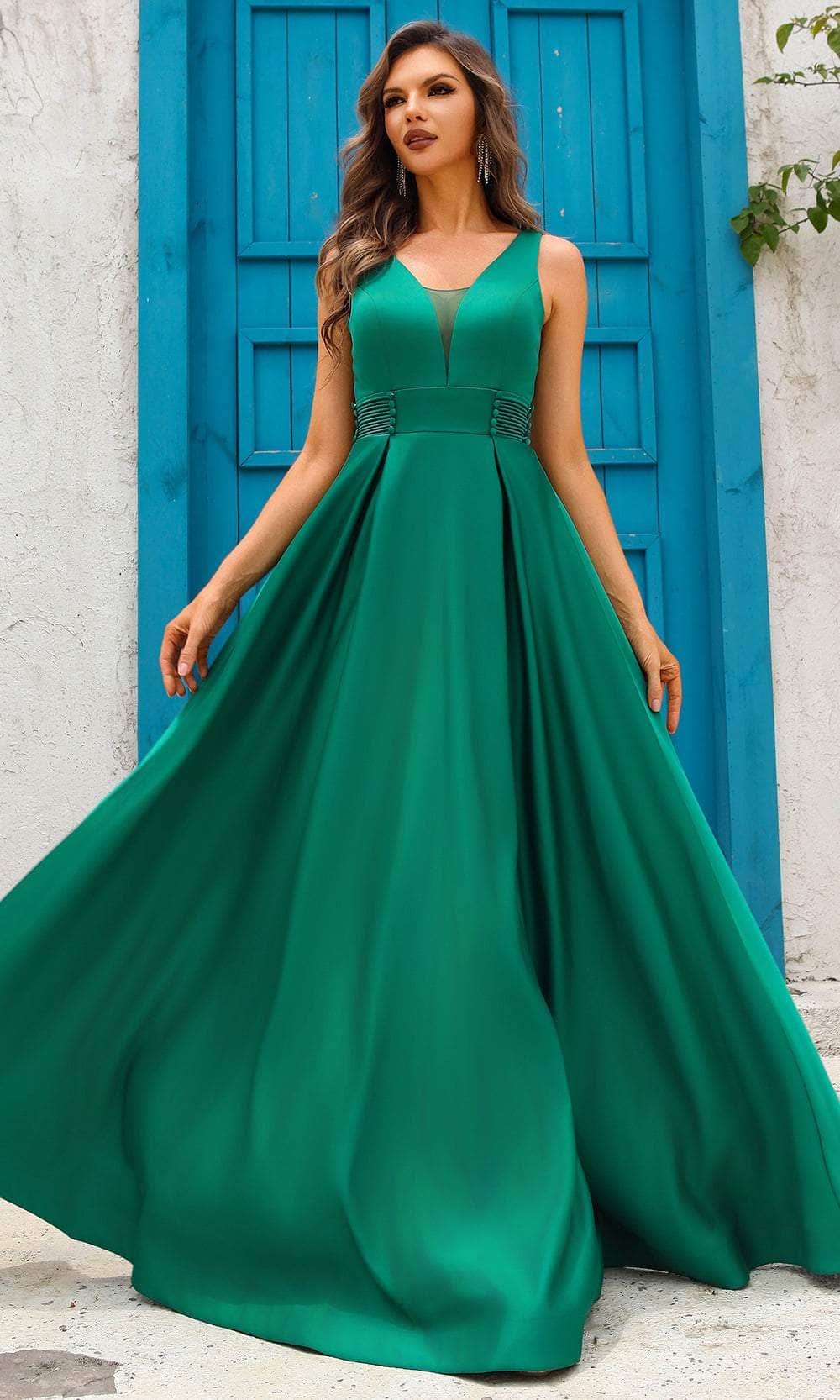Terani Couture 251P4113 - Box Pleated Skirt Sleeveless Prom Dress - designer prom dress at Silhouette Dresses
