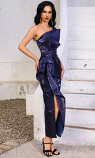 Terani Couture 252C5515 - One Shoulder Slit Satin Dress