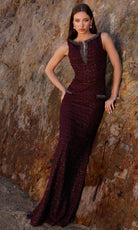 Terani Couture 252E5119 - Beaded Trim Tweed Sheath Dress