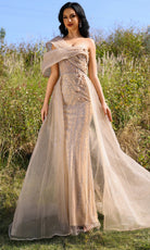 Terani Couture 252E5125 - One Shoulder Tulle Gown with Overskirt