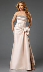 Terani Couture 252E5131 - Beaded Trim Straight Neckline Evening Gown - detail view