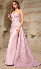 Terani Couture 252E5134 - Strapless Floral Embroidered Gown