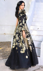 Terani Couture 252E5140 - One Shoulder Metallic Floral Ballgown