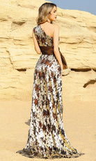 Terani Couture 252E5167 - One Shoulder Metallic Lace Gown