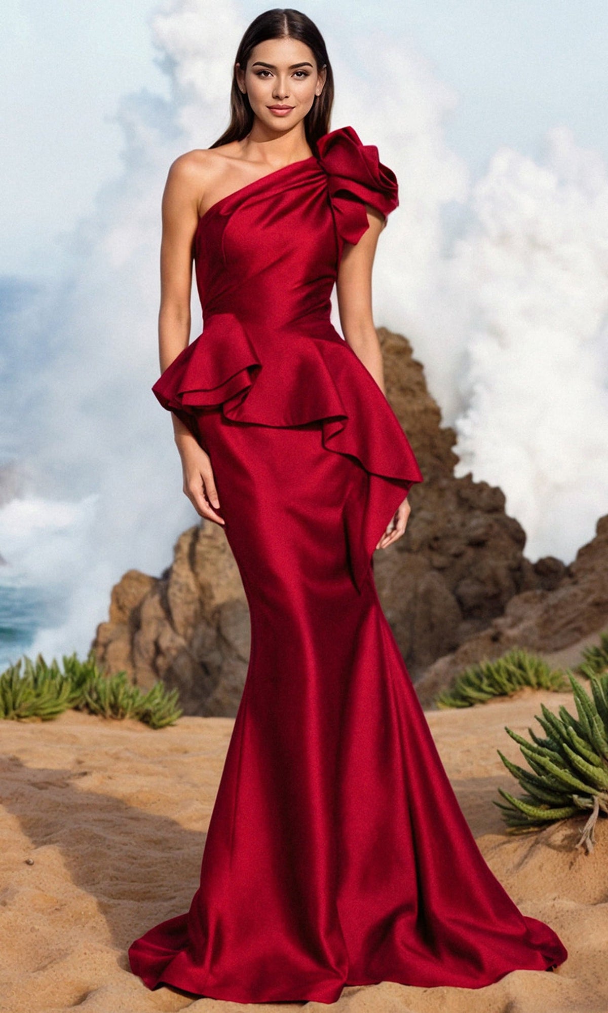 Terani Couture 252E5546 - Ruffled Mermaid Evening Gown