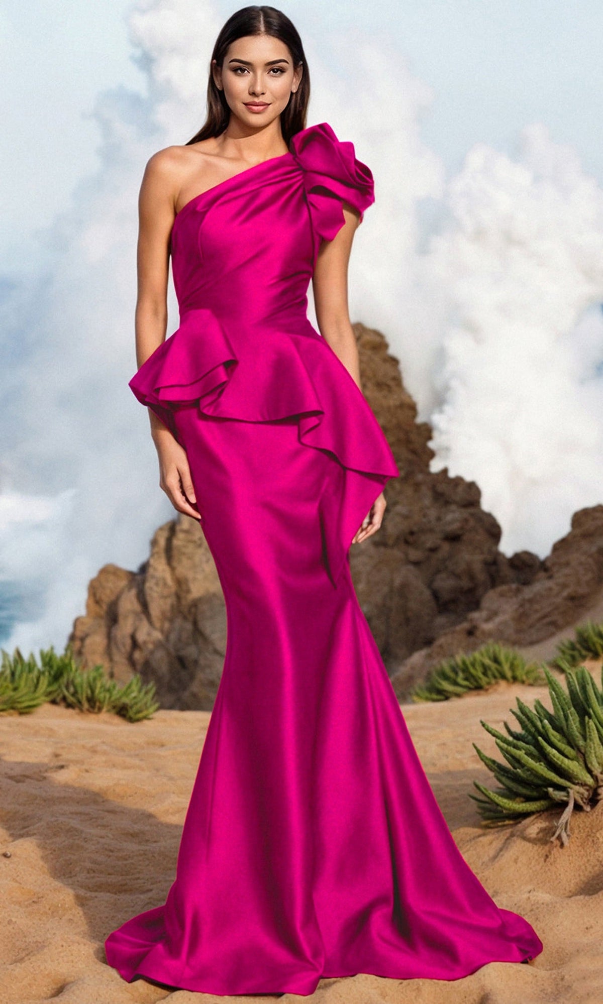 Terani Couture 252E5546 - Ruffled Mermaid Evening Gown