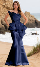Terani Couture 252E5550 - Asymmetrical Layered Peplum Gown