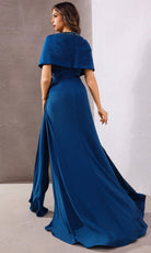 Terani Couture 252M5304 - Embellished Deep V-Neck Satin Gown - Silhouette Dresses