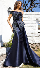 Terani Couture 252M5309 - Off Shoulder Floral Embroidered Gown