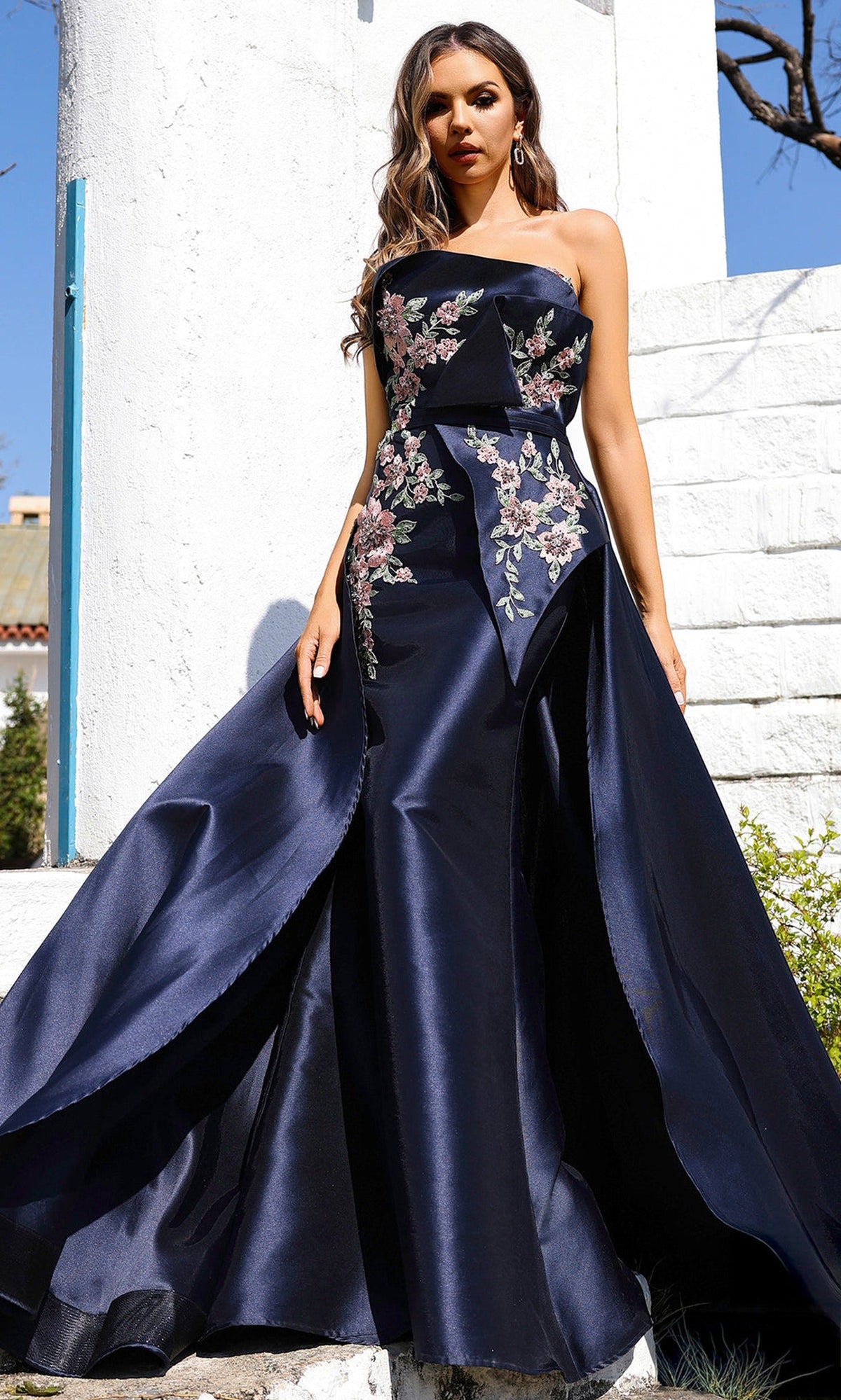 Terani Couture 252M5309 - Off Shoulder Floral Embroidered Gown