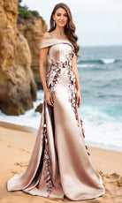 Terani Couture 252M5317 - Floral Accent Straight Neckline Gown
