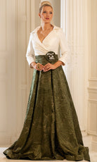Terani Couture 252M5522 - Textured A-line Gown with Belted Waist