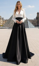 Terani Couture 261E6204 - Long Sleeve Matte Taffeta Gown - Silhouette Dresses