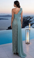 Terani Couture 261E6257 One Shoulder Lace Dress