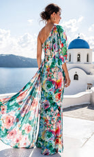 Terani Couture 261E6646 - One Shoulder Multicolor Floral Gown