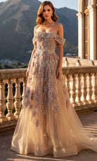 Terani Couture 261M6435 - Beaded Floral Off Shoulder Tulle Gown