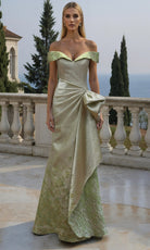 Terani Couture 261M6451 - Off Shoulder Sheath Jacquard Gown
