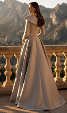 Terani Couture 261M6455 - Off Shoulder Long Sleeve Mikado Gown