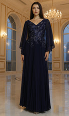 Terani Couture 261M6681 - Embroidered Cape Sleeve Chiffon Gown