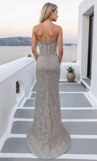 Terani Couture 261P6118 - Beaded Lace Plunging Neckline Gown