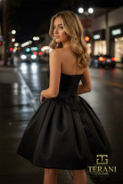 Terani Couture 261P6176 - Strapless Satin Short Cocktail Dress - Silhouette Dresses