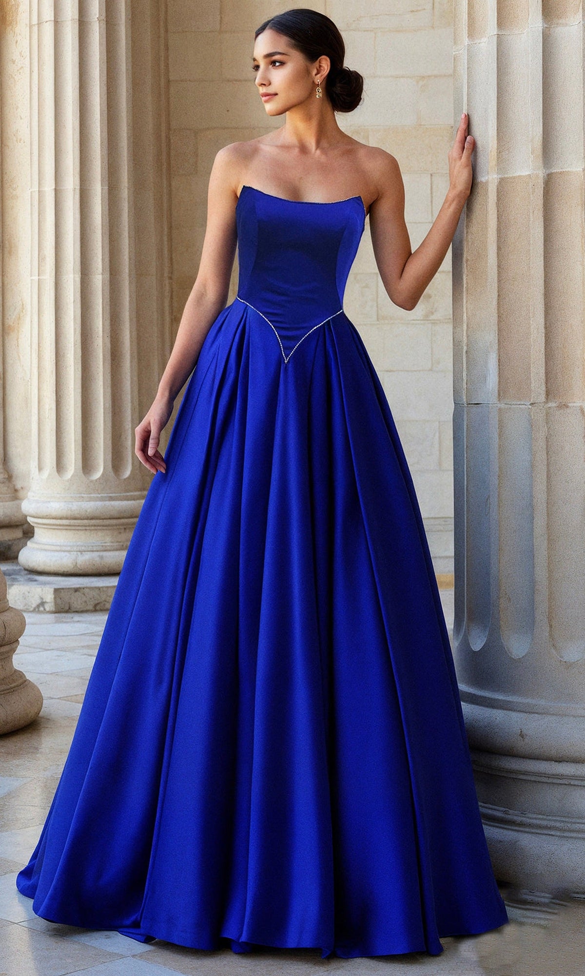 Terani Couture 261P6194 - Scoop Neckline Satin Ball Gown