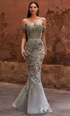 Terani Couture 261P6676 - Off Shoulder Beaded Mermaid Gown