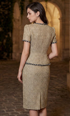Terani Couture 262C7009 - Bow Detail Tweed Knee-Length Dress