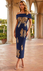 Terani Couture 262C7544 - Abstract Sequin Column Tea-Length Dress