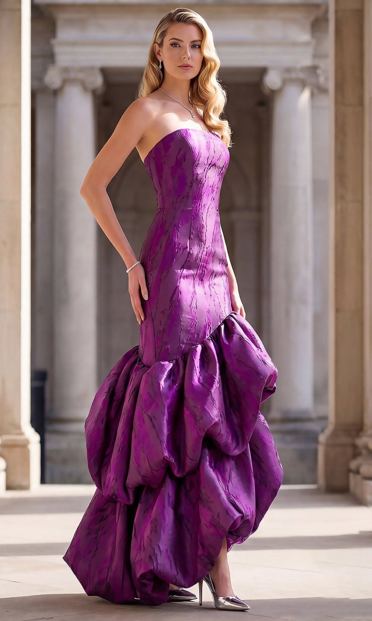 Terani Couture 262C7546 - Strapless Sculptural Mermaid Evening Gown - Silhouette Dresses