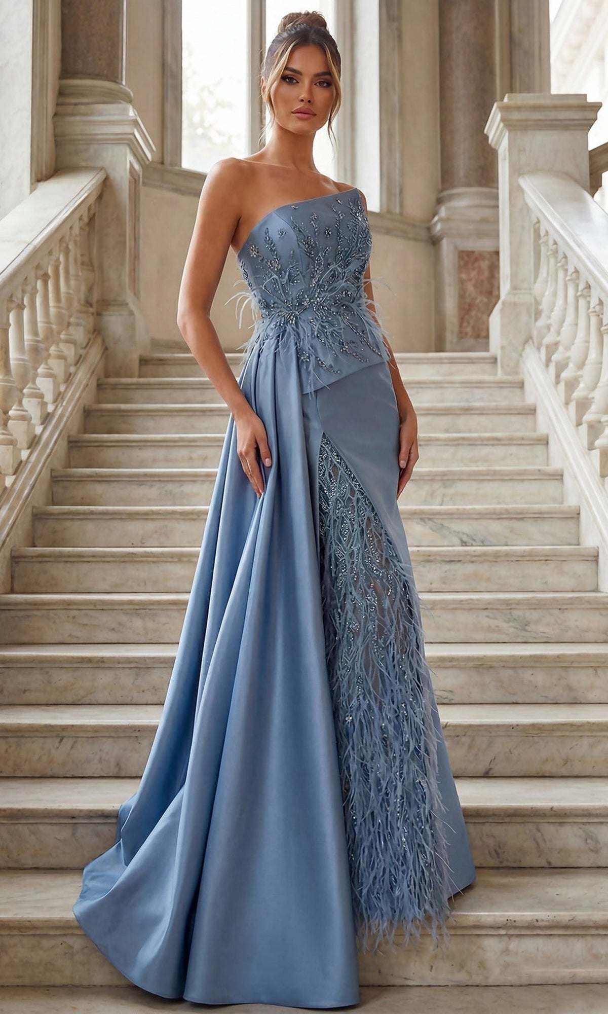 Terani Couture 262E7052 - Embellished Strapless Gown with Overskirt - Silhouette Dresses