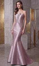 Terani Couture 262E7055 - Beaded Accent Asymmetric Evening Gown - Silhouette Dresses