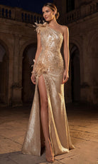 Terani Couture 262E7062 - Dazzling Beaded One Shoulder Slit Gown