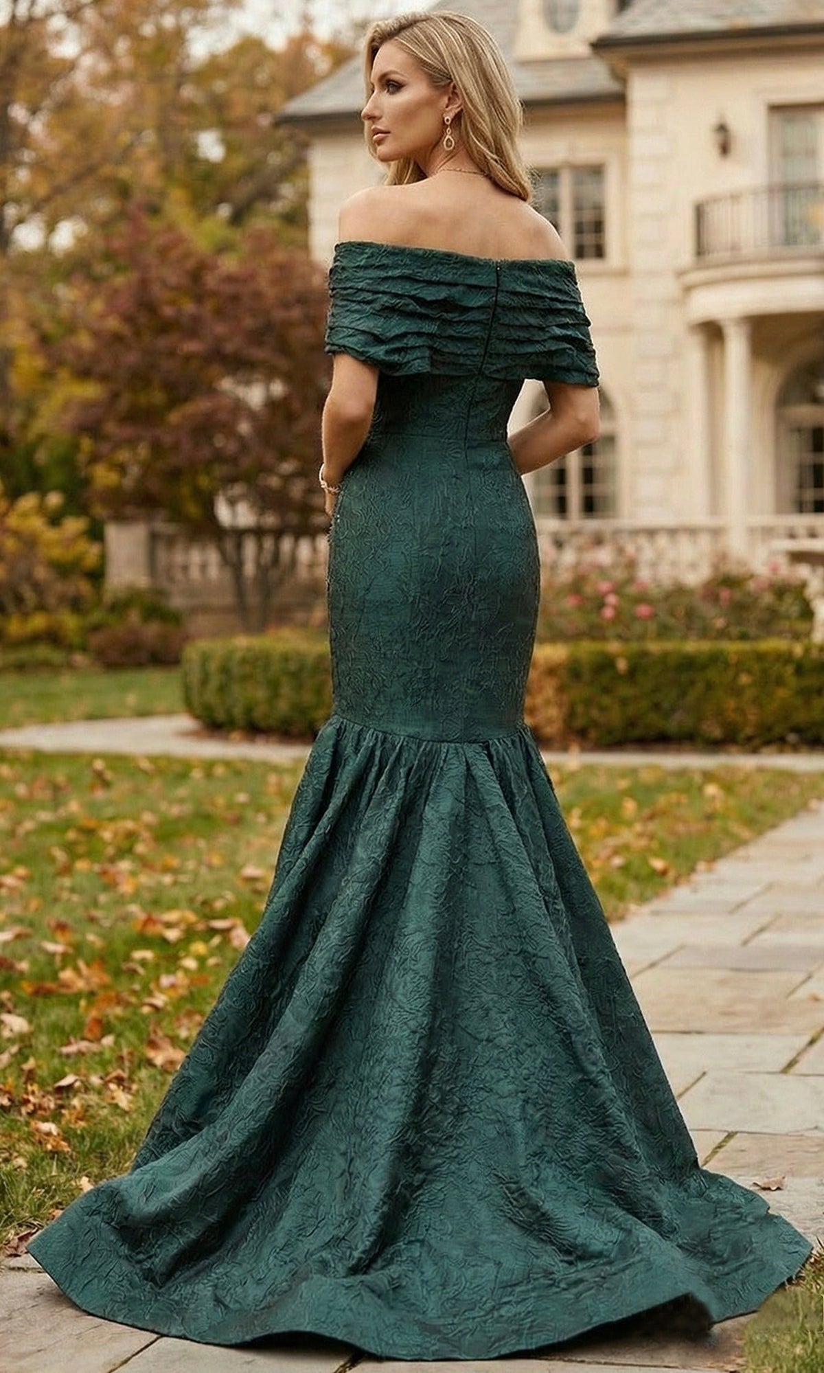 Terani Couture 262E7069 - Floral Jacquard Mermaid Evening Gown
