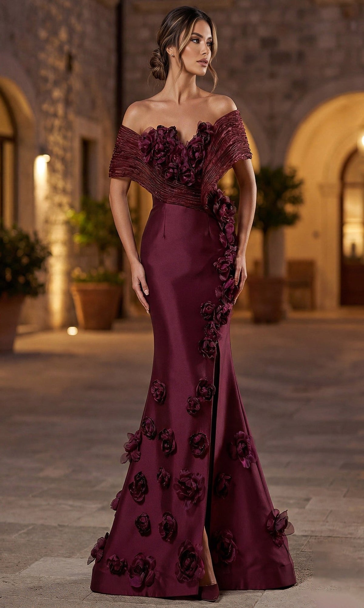 Terani Couture 262E7070 Floral Embellished Dress - Silhouette Dresses