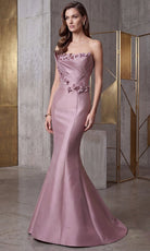 Terani Couture 262E7072 - Straight Neck Mermaid Gown with 3D Florals - Silhouette Dresses