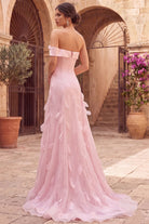 Terani Couture 262E7080 - Feather Applique Off Shoulder Evening Gown